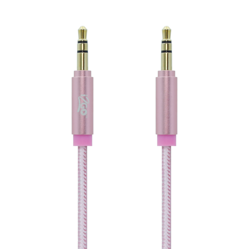 Cabo Auxiliar i2GO 1,5m Nylon Trançado Rosê - i2GO PRO