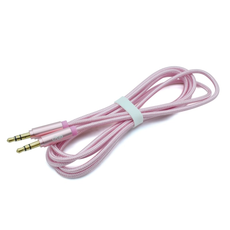 Segunda imagem do produto Cabo Auxiliar i2GO 1,5m Nylon Trançado Rosê - i2GO PRO