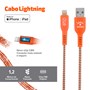 Cabo iPhone/Cabo Lightning i2GO Certificado MFi 1,2m 2,4A Nylon Trançado Laranja e Cinza - Edição Limitada i2GO by Sertões