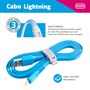Cabo Iphone/Cabo Lightning i2GO Certificado MFi 1,2m 2,4A PVC Flexível Flat Azul - i2GO Basic