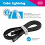 Cabo Iphone/Cabo Lightning i2GO Certificado MFi 1,2m 2,4A PVC Flexível Flat Preto - i2GO Basic