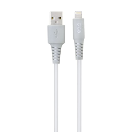 Cabo Iphone/Cabo Lightning i2GO Certificado MFi 3m 2,4A PVC Flexível - Branco com Cinza - i2GO Plus