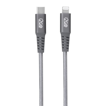 Cabo iPhone/Lightning + USB-C i2GO Certificado MFi 2m 3A Nylon Trançado Chumbo - i2GO PRO