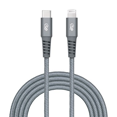 Cabo iPhone/Lightning + USB-C i2GO Certificado MFi 2m 3A Nylon Trançado Chumbo - i2GO PRO