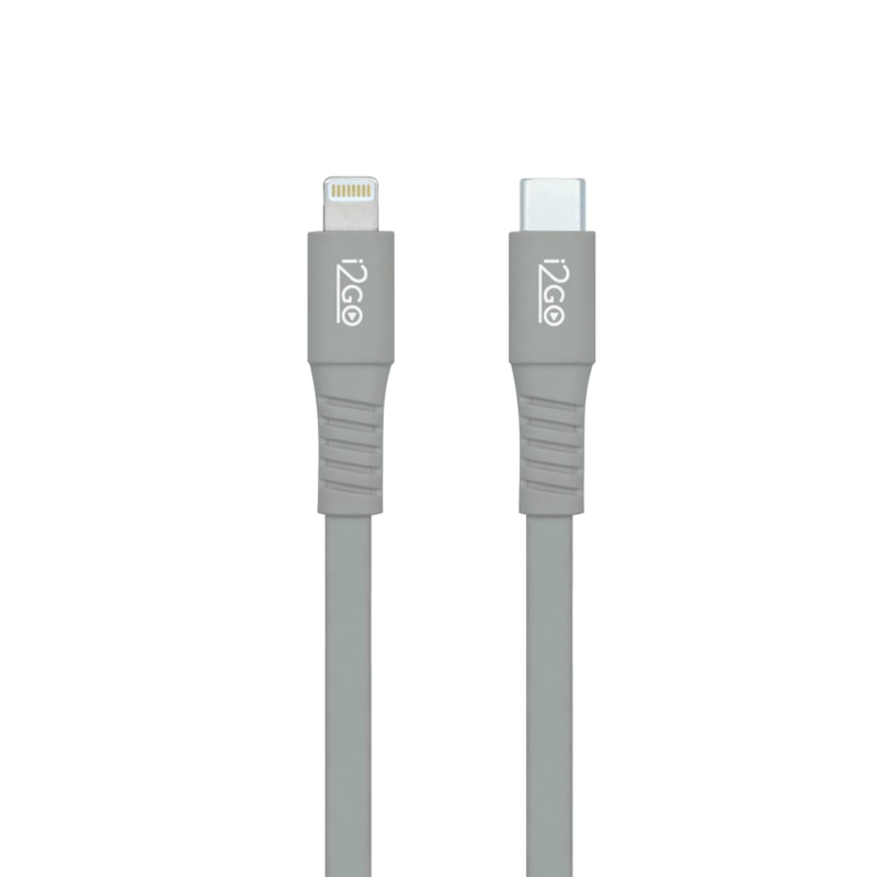Cabo Lightning + USB-C 1,2M 3A Cinza - i2GO