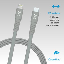 Cabo Lightning + USB-C 1,2M 3A Cinza - i2GO