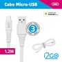 Cabo Micro USB i2GO 1,2m 2,4A PVC Flexível Flat Branco - i2GO Basic