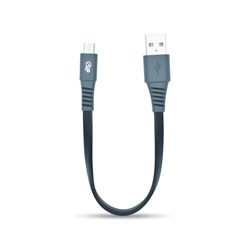 Cabo Micro USB i2GO 20cm 2,4A PVC Flexível Flat Preto com Cinza - i2GO Plus