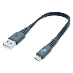 Cabo Micro USB i2GO 20cm 2,4A PVC Flexível Flat Preto com Cinza - i2GO Plus