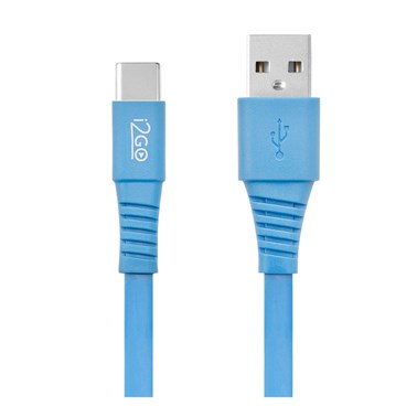 Cabo USB-C i2GO 1,2m 2,4A PVC Flexível Flat Azul - i2GO Basic