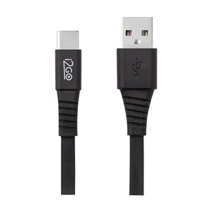 Produto Cabo USB-C i2GO 1,2m 2,4A PVC Flexível Flat Preto - i2GO Basic