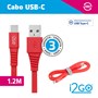Cabo USB-C i2GO 1,2m 2,4A PVC Flexível Flat Vermelho - i2GO Basic