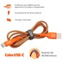 Cabo USB-C i2GO 1,2m 3A Nylon Trançado Laranja e Cinza - Edição Limitada i2GO by Sertões