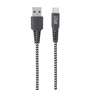 Produto Cabo USB-C i2GO 1,5m 2,4A Nylon Trançado Preto e Branco - i2GO Plus