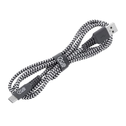 Segunda imagem do produto Cabo USB-C i2GO 1,5m 2,4A Nylon Trançado Preto e Branco - i2GO Plus