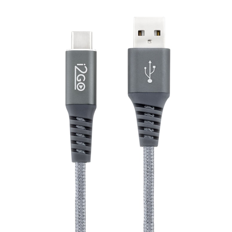 Segunda imagem do produto Cabo USB-C i2GO 2m 2,4A Nylon Trançado Chumbo - i2GO PRO