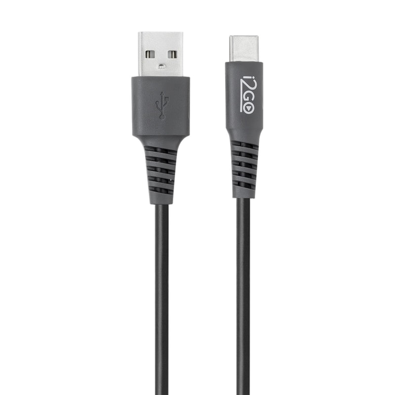 Cabo USB-C i2GO 3m 2,4A PVC Flexível Preto com Cinza - i2GO Plus
