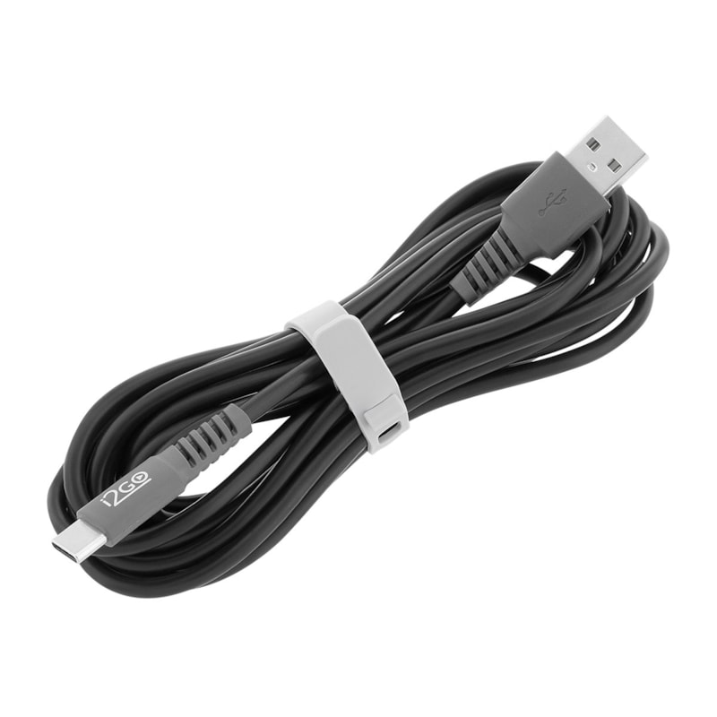Segunda imagem do produto Cabo USB-C i2GO 3m 2,4A PVC Flexível Preto com Cinza - i2GO Plus