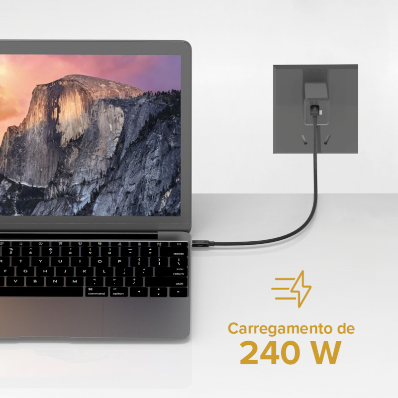 Segunda imagem do produto Cabo USB-C i2GO Thunder 40 High Speed 40Gbps 240W 8K/4K 1,2m - Preto