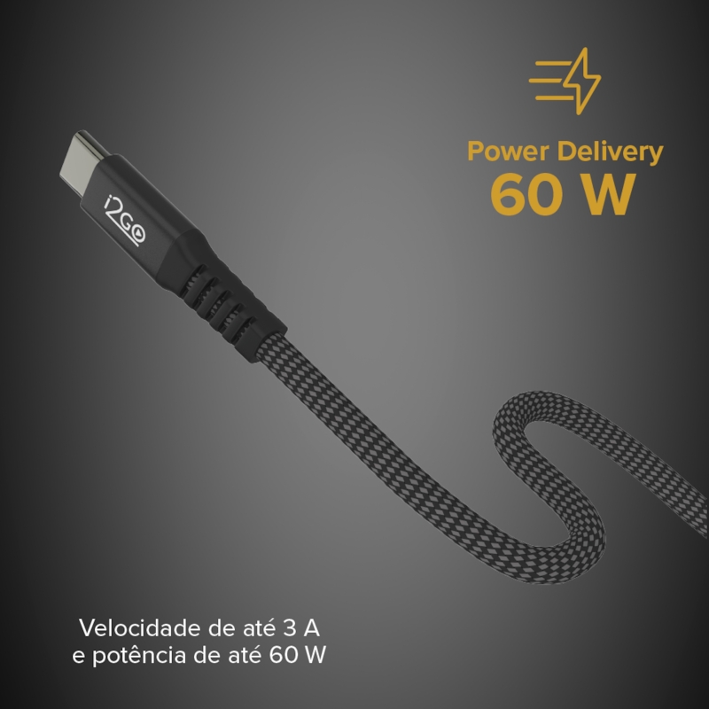 Segunda imagem do produto Cabo USB-C Magnetic i2GO 60W 3A 1,2m Preto