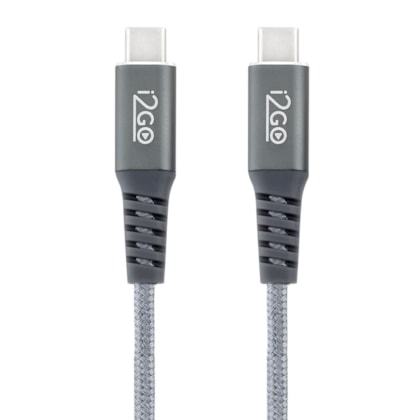 Segunda imagem do produto Cabo USB-C + USB-C I2GO 2m 3A Nylon Trançado Chumbo - I2GO PRO