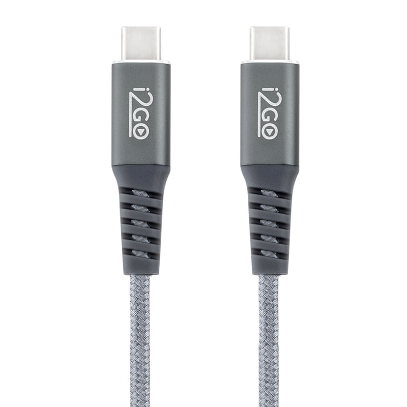 Segunda imagem do produto Cabo USB-C + USB-C I2GO 2m 3A Nylon Trançado Chumbo - I2GO PRO