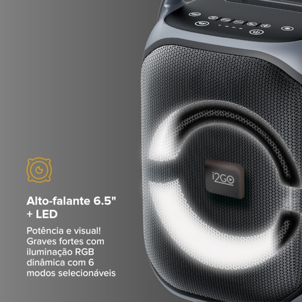Caixa De Som Bluetooth i2GO Ultra Voice 650 Com Karaokê