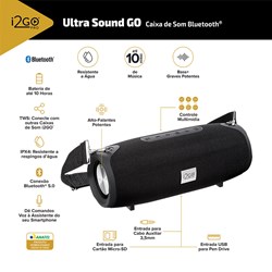 Caixa de Som Bluetooth Ultra Sound Go i2GO 20W RMS Resistente à Água - i2GO PRO