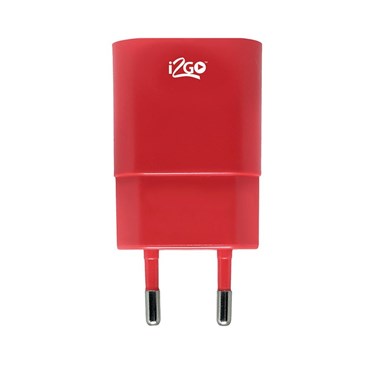 Carregador de Parede com 1 saída USB i2GO Entrada 100-240V Saída 5V-1A Vermelho - i2GO Basic