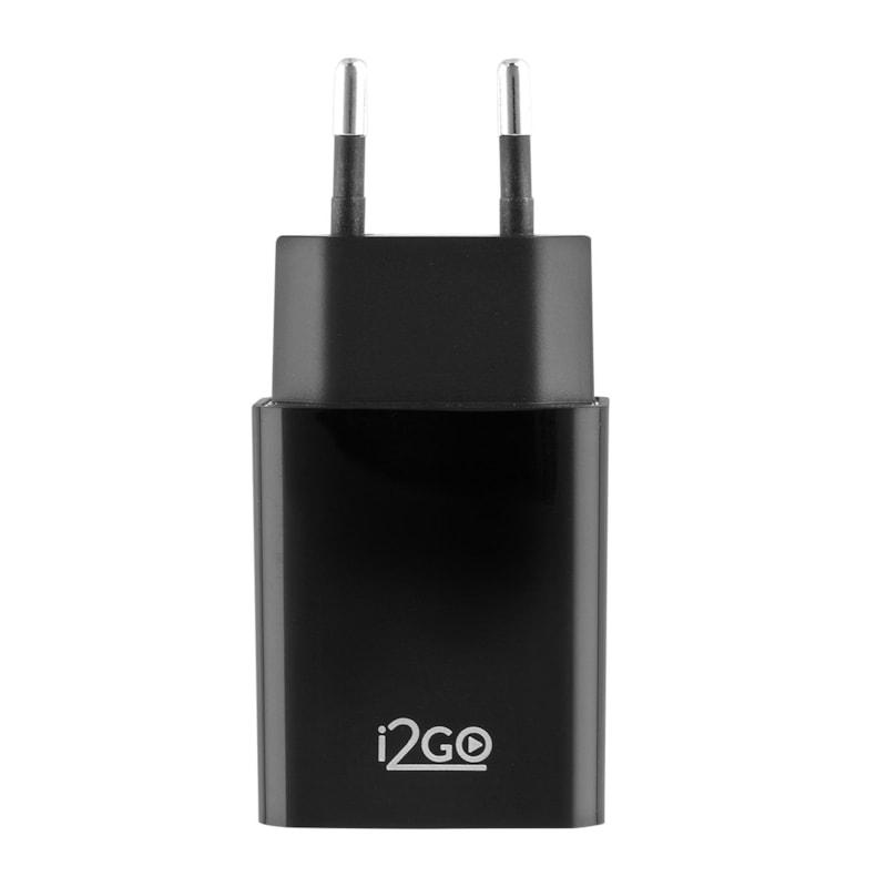 Carregador de Parede com 2 Saídas USB i2GO Entrada 100-240V Saída 5V-2,4A Preto - i2GO Plus
