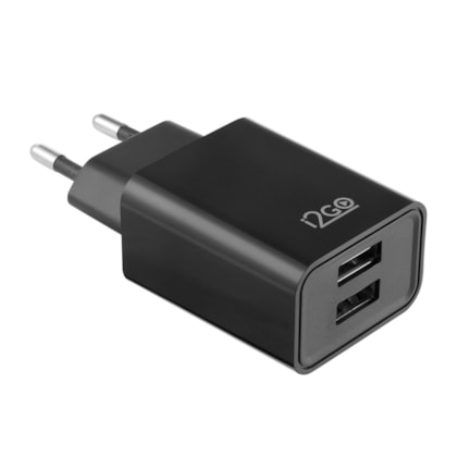 Segunda imagem do produto Carregador de Parede com 2 Saídas USB i2GO Entrada 100-240V Saída 5V-2,4A Preto - i2GO Plus