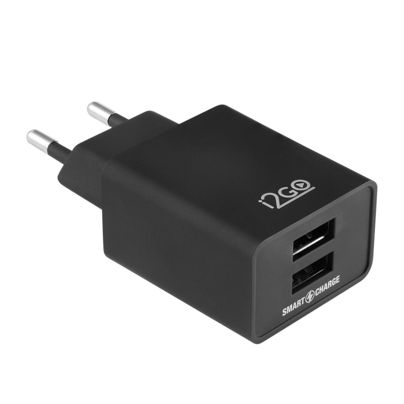 Carregador de Parede com 2 Saídas USB i2GO Entrada 100-240V Saída 5V-3,4A Preto - i2GO PRO