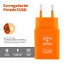 Carregador De Parede Emborrachado com 2 Saídas USB 2,4A Laranja - Edição Limitada i2GO by Sertões