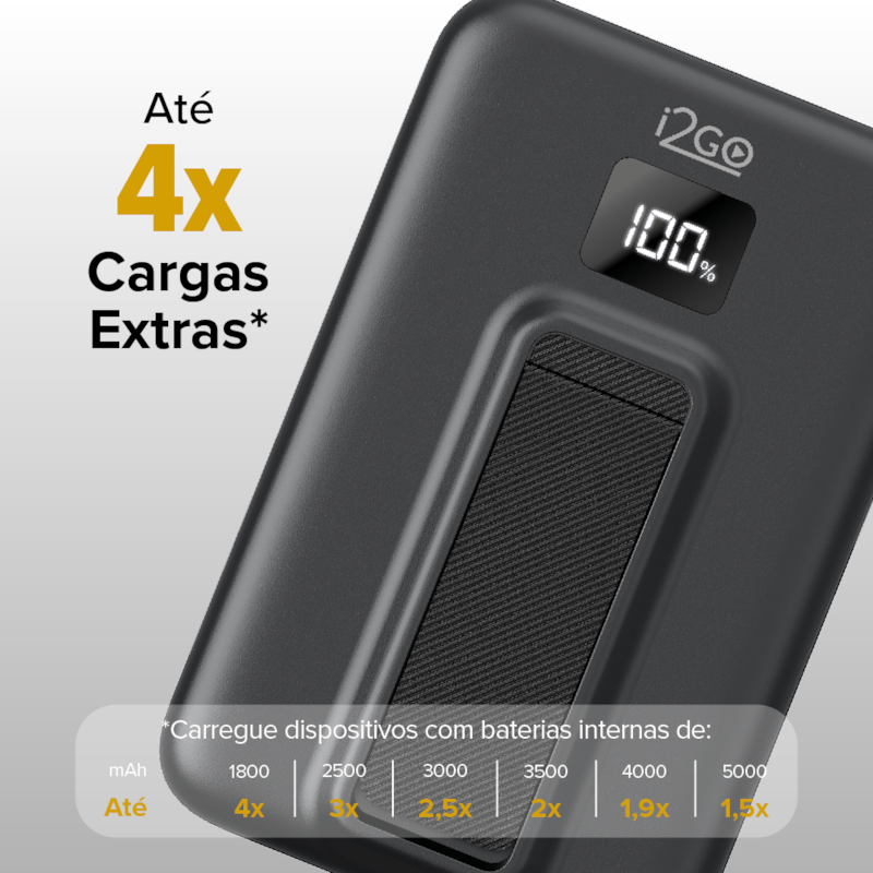 Segunda imagem do produto Carregador Portátil Power Bank Magsafe i2GO 10.000mah 15w Power Delivery e Suporte acoplado