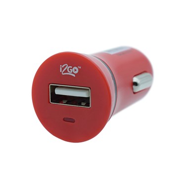 Carregador Veicular com 1 Saída USB i2GO Entrada 12-24V Saída 5V-1A Vermelho - i2GO Basic