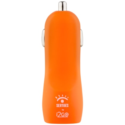 Carregador Veicular Emborrachado com 2 Saídas USB 3,4A Laranja - Edição Limitada i2GO by Sertões