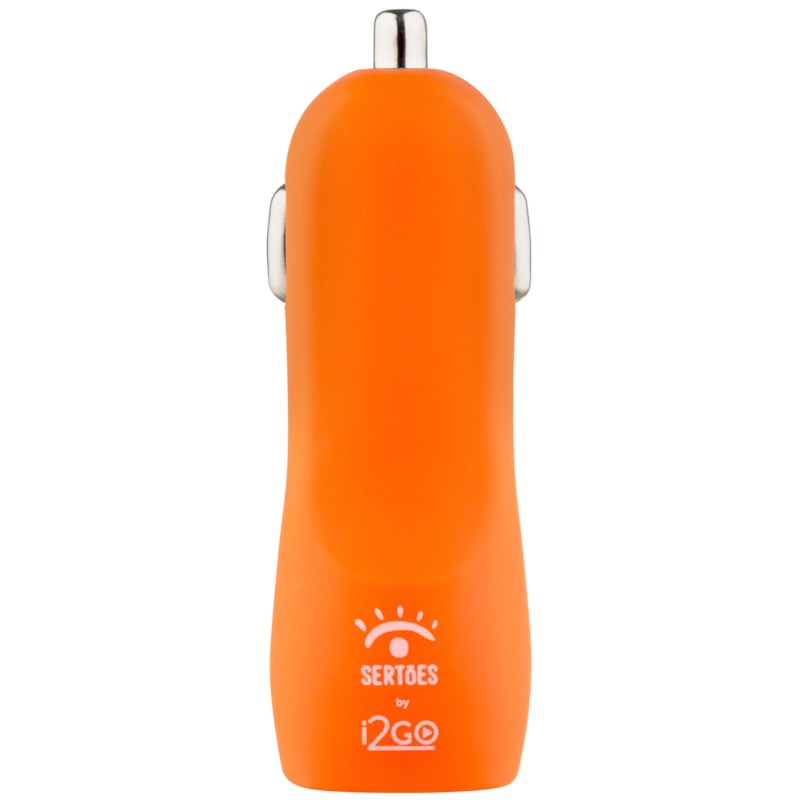 Carregador Veicular Emborrachado com 2 Saídas USB 3,4A Laranja - Edição Limitada i2GO by Sertões