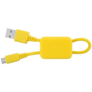 Chaveiro Havaianas by i2GO com Cabo Micro-USB 24cm 2,4A  - Amarelo Banana