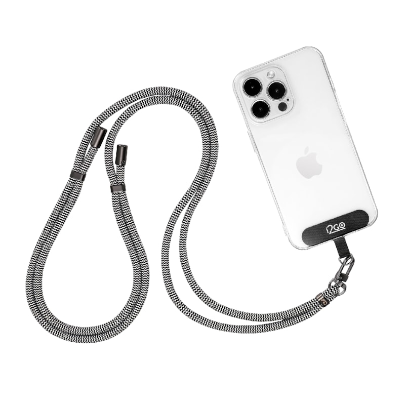 Cordão Para Smartphone i2GO Nylon Premium Preto e Branco