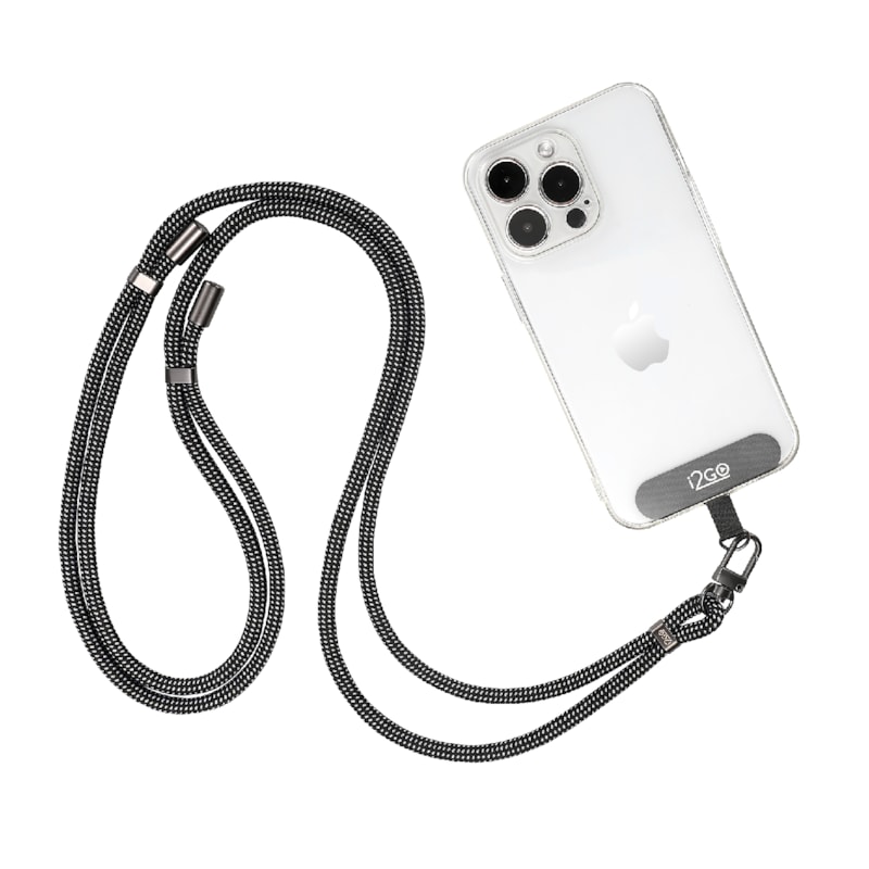 Cordão Para Smartphone i2GO Nylon Premium Preto e Chumbo