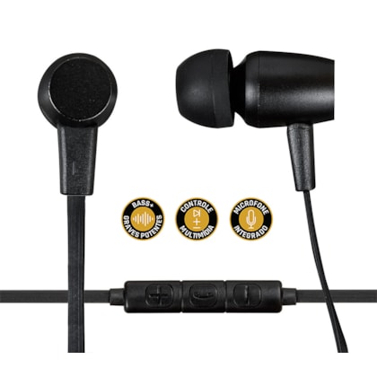 Segunda imagem do produto Fone de Ouvido Sound Beats I2GO Intra-Auricular Com Microfone e Acabamento em Metal 1,2m 103db Preto