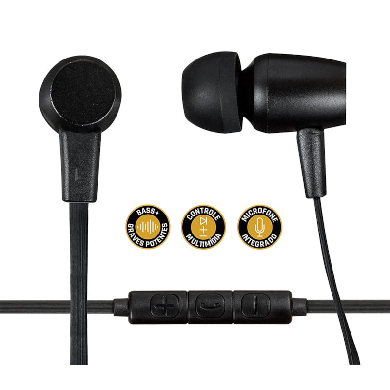 Segunda imagem do produto Fone de Ouvido Sound Beats I2GO Intra-Auricular Com Microfone e Acabamento em Metal 1,2m 103db Preto