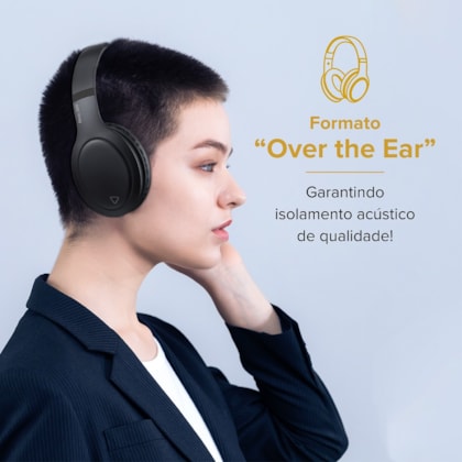 Segunda imagem do produto Headphone Bluetooth BASS 500 i2GO com Microfone Integrado, Até 30h de bateria e Entrada Auxiliar