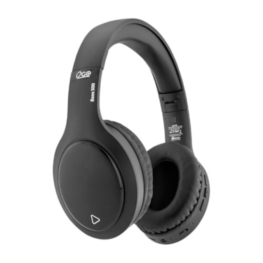 Headphone Bluetooth BASS 500 i2GO com Microfone Integrado, Até 30h de bateria, Entrada Cartão Micro-SD e Auxiliar