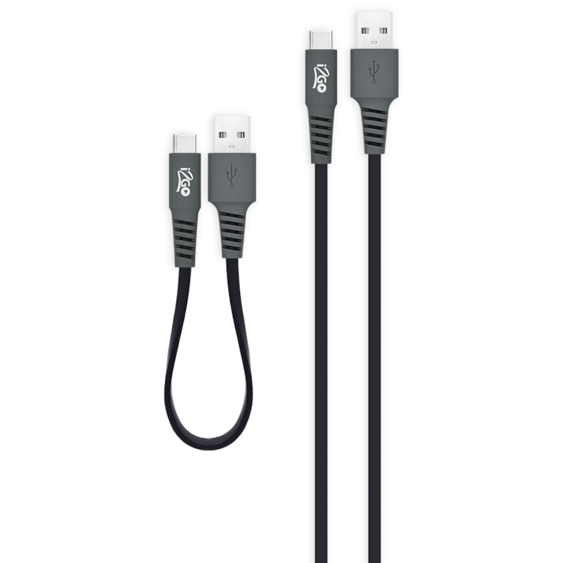 Kit Cabo USB-C i2GO 1,2m 2,4A + Cabo USB-C 20cm 2,4A - i2GO Plus