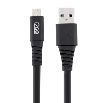 Segunda imagem do produto Kit Carregador de Parede USB 1A + Cabo Micro USB 2,4A i2GO Preto - i2GO Basic