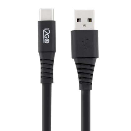 Segunda imagem do produto Kit Carregador de Parede USB 1A + Cabo USB-C 1,2m 2,4A i2GO Preto - i2GO Basic