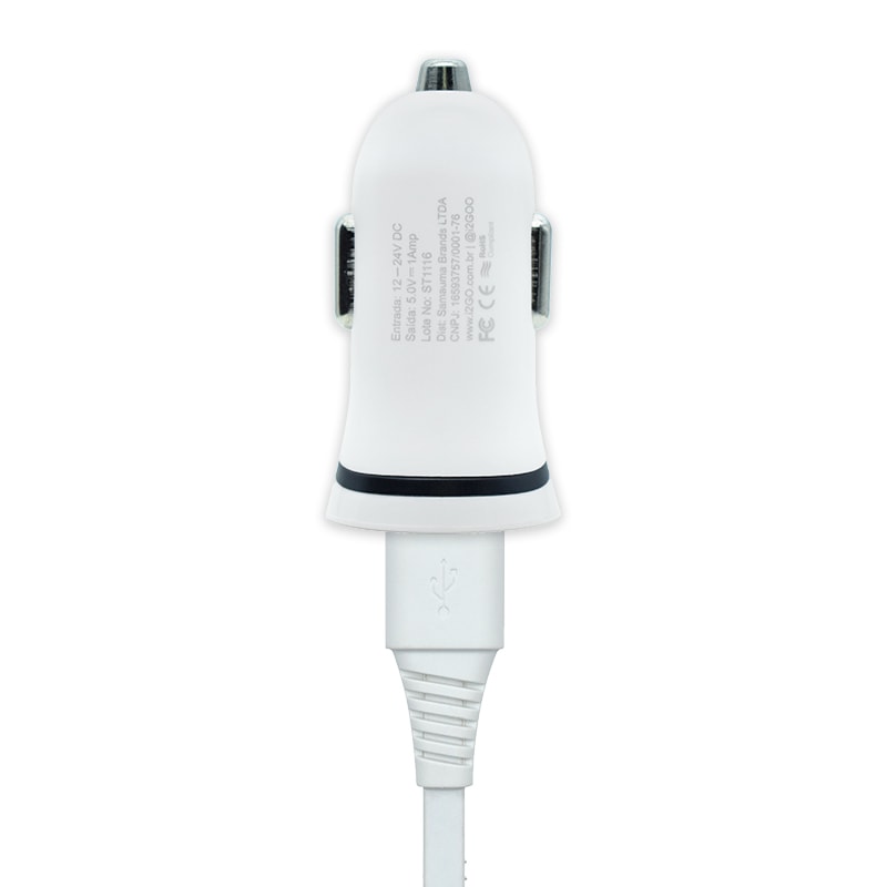 Kit Carregador Veicular 1A + Cabo Micro USB 2,4A i2GO Branco - i2GO Basic