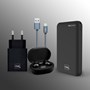 Kit Completo Fone de Ouvido Bluetooth Sem Fio TWS Air PRO GO + Powerbank 5000 mAh + Cabo USB-C + Carregador de Parede 3.4A - i2GO PRO