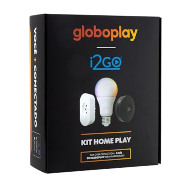 Kit Home Play Casa Conectada - Globoplay | i2GO - 1 Lâmpada Inteligente + 1 Tomada Inteligente + 1 Controle Inteligente